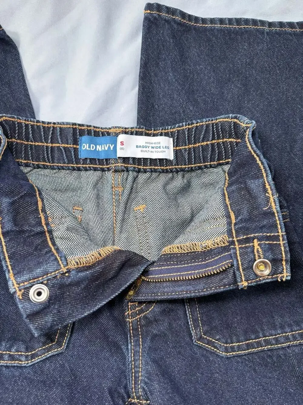 Old Navy Girls High-Rise Baggy Wide-Leg Built-In Tough Jeans